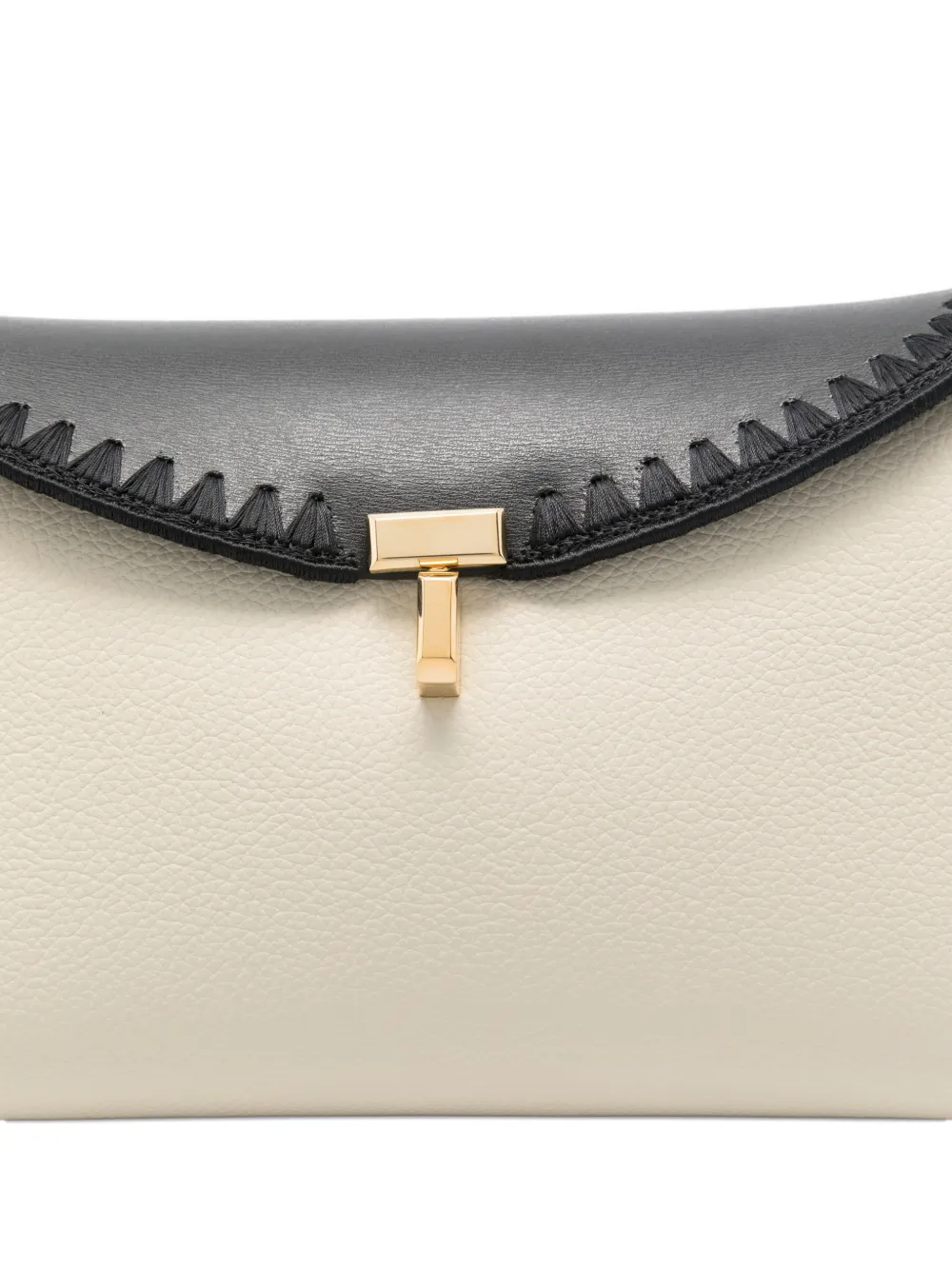 Totême T-lock Embroidered Leather Clutch Bag In White