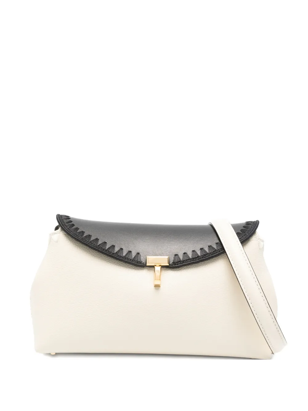Totême T-lock Embroidered Leather Clutch Bag In White