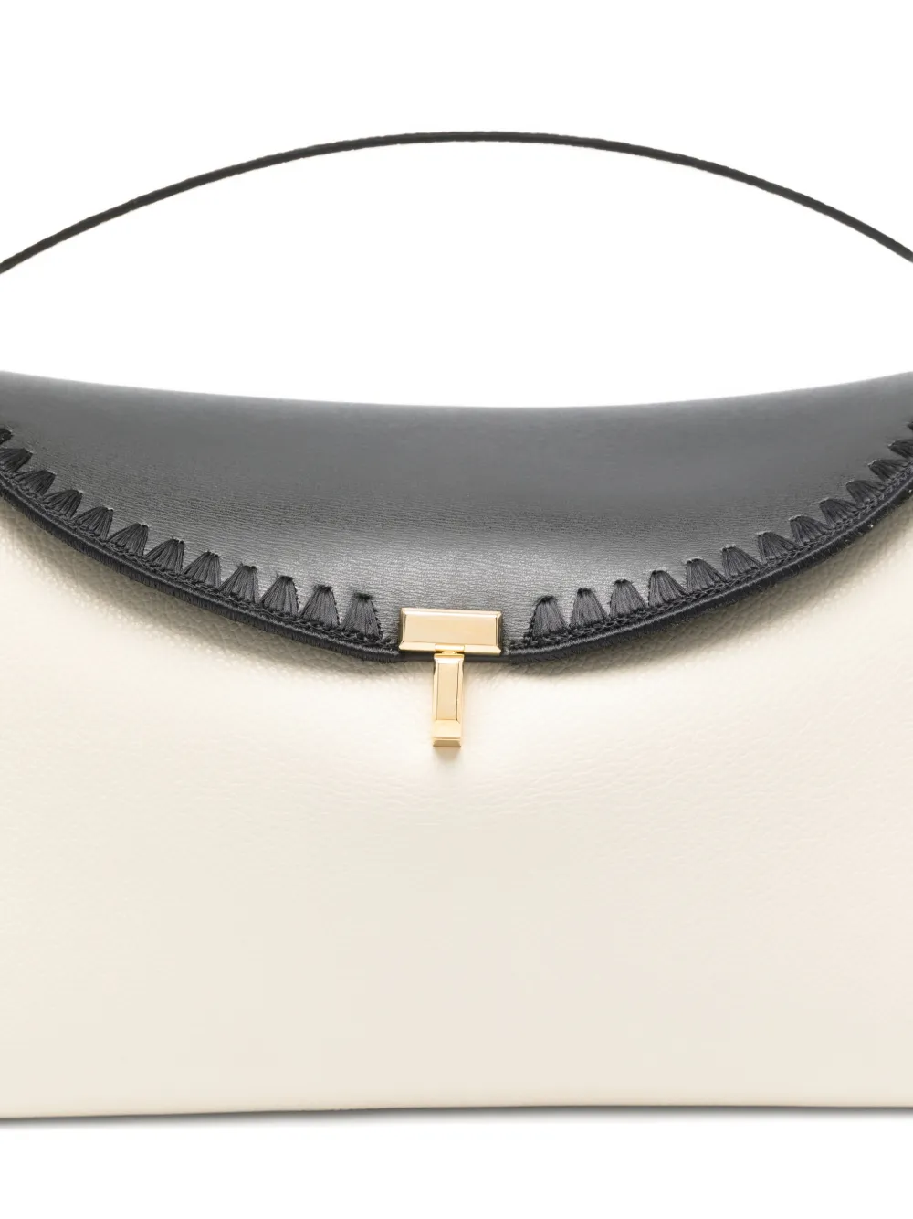 Totême T-lock Embroidered Leather Shoulder Bag In White