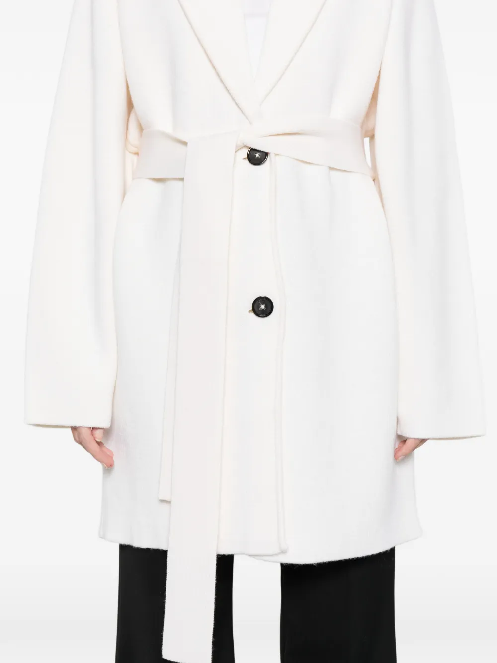 Totême Shawl-lapel Belted Knitted Coat In Neutral