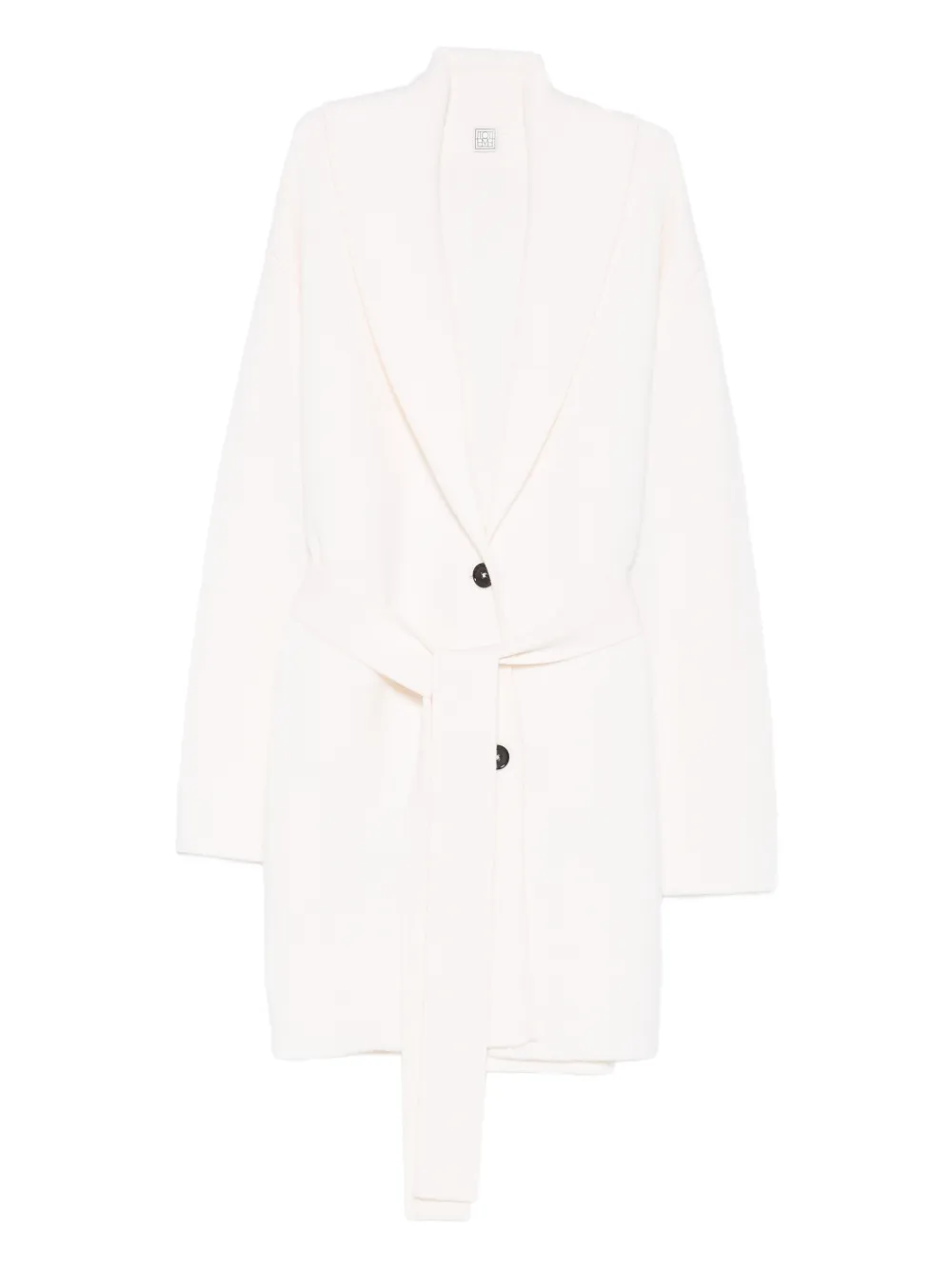 Totême Shawl-lapel Belted Knitted Coat In Neutral