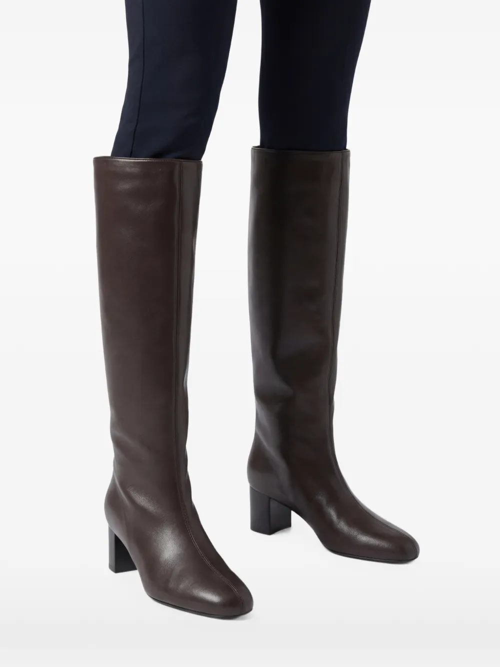 TOTEME Downtown 50 mm leren knielaarzen Bruin