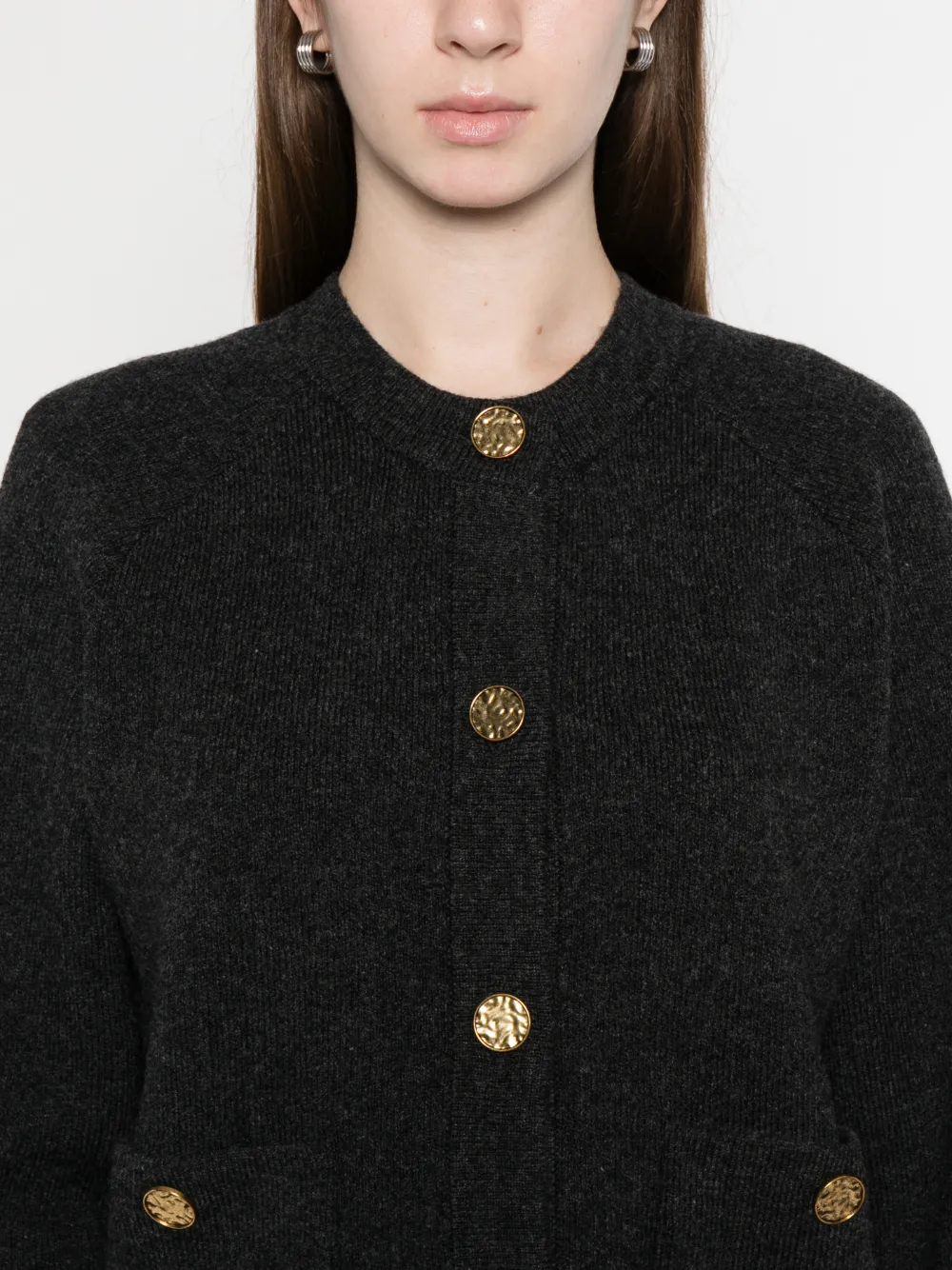 Hammered-Button Cardigan