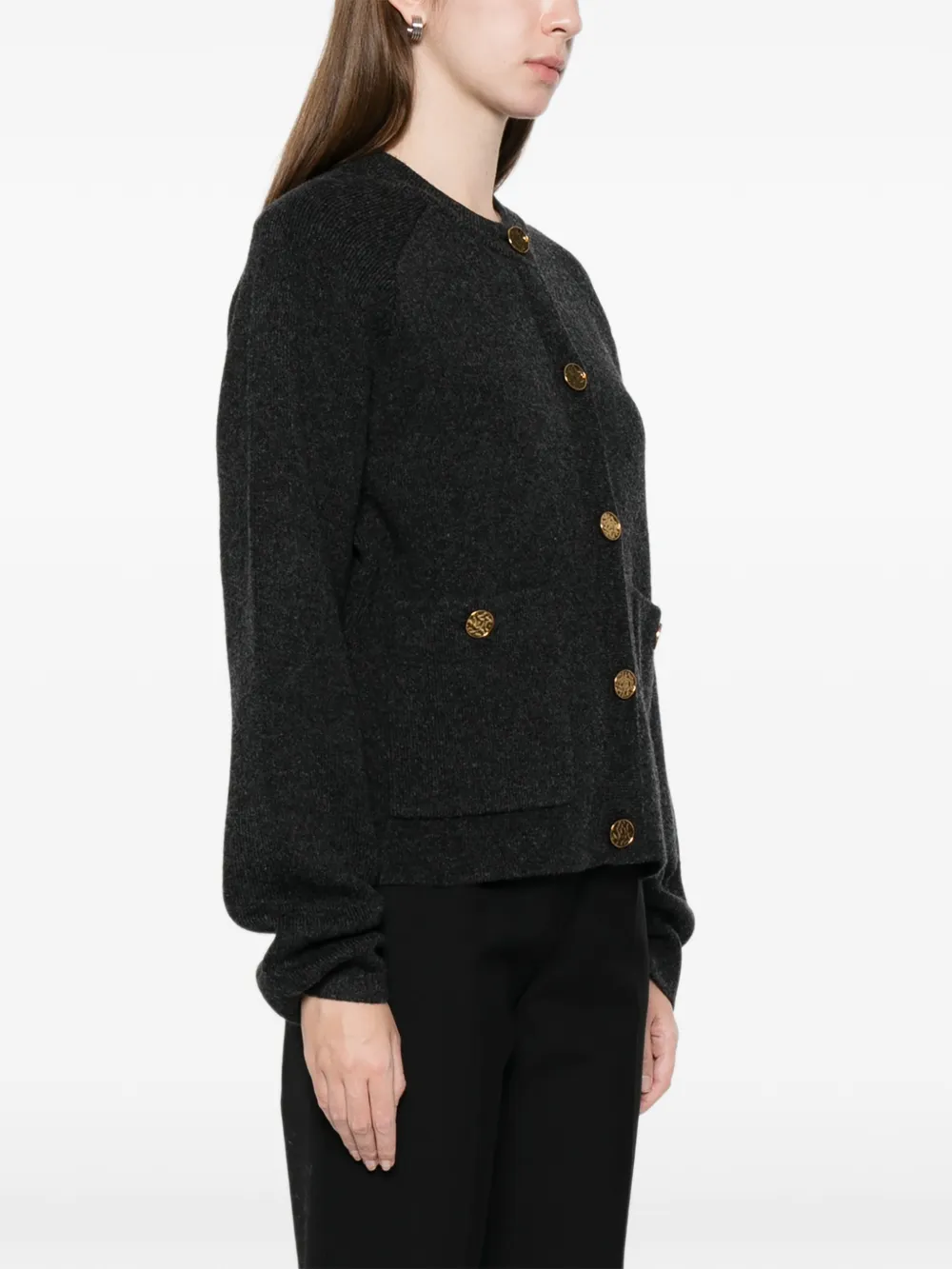 Hammered-Button Cardigan