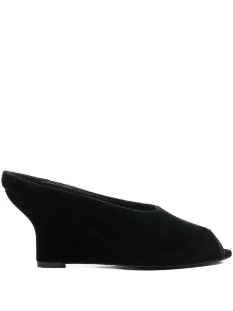TOTEME 75mm peep-toe velvet wedge sandals