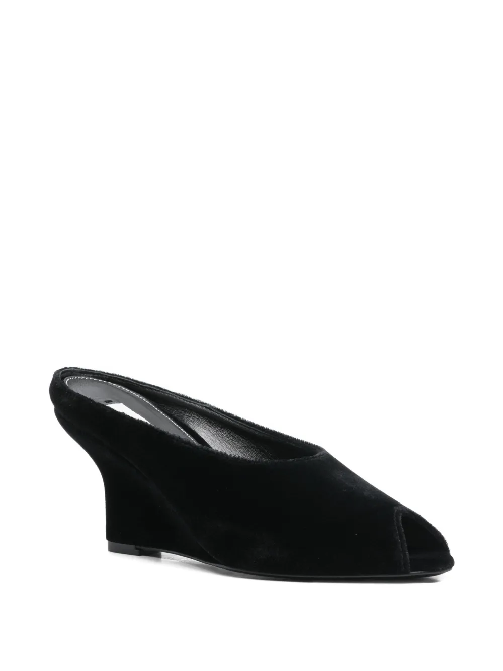 Totême 75mm Peep-toe Velvet Wedge Sandals In Multi