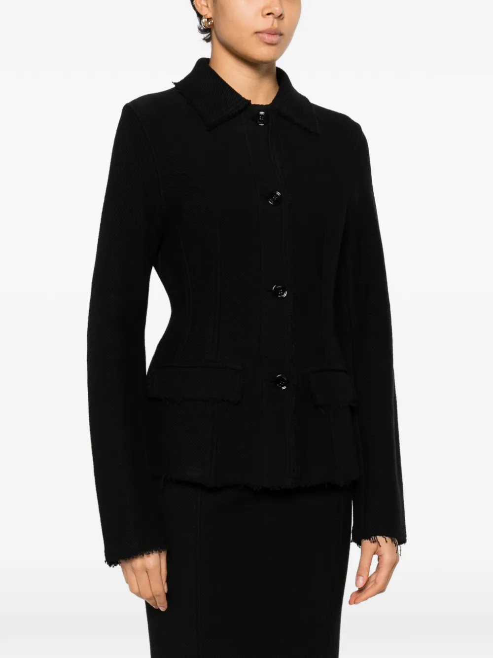  Toteme Raw Hem Jacket - Black 