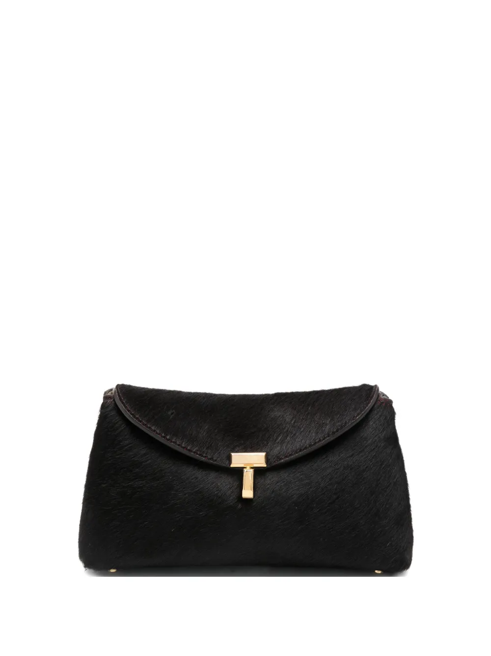 Totême Mini T-lock Pony-hair Clutch Bag In Black