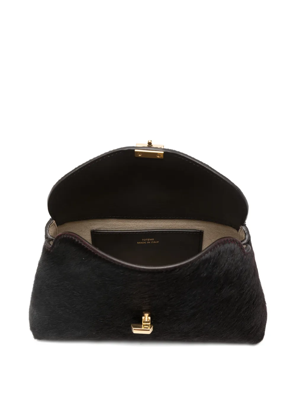 Totême Mini T-lock Pony-hair Clutch Bag In Black