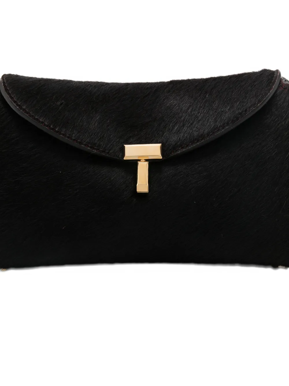 Totême Mini T-lock Pony-hair Clutch Bag In Black