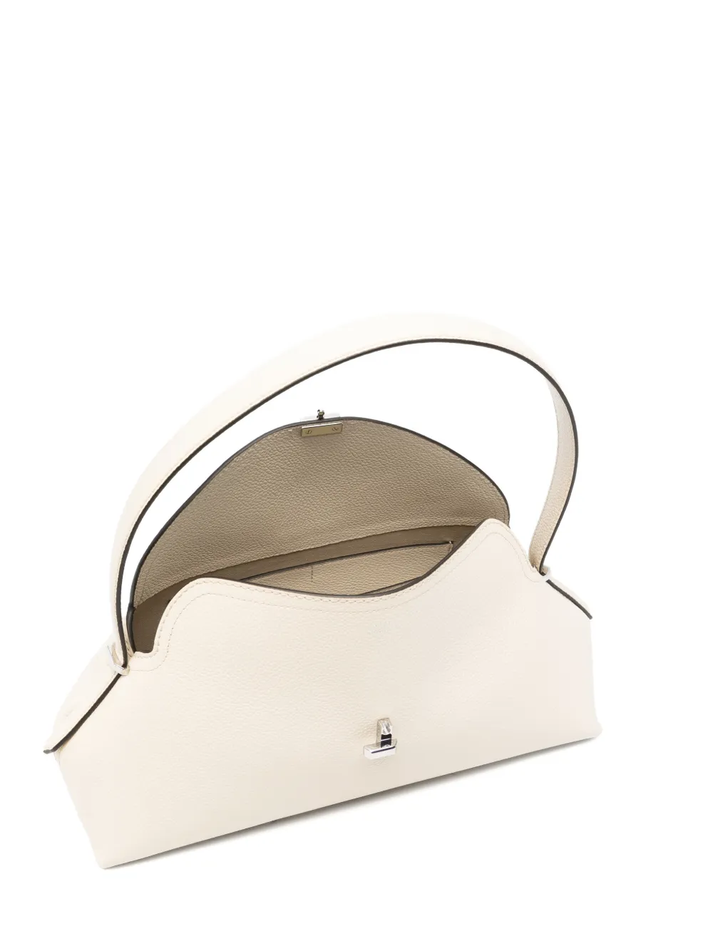 TOTEME T-lock schoudertas van bewerkt leer Beige
