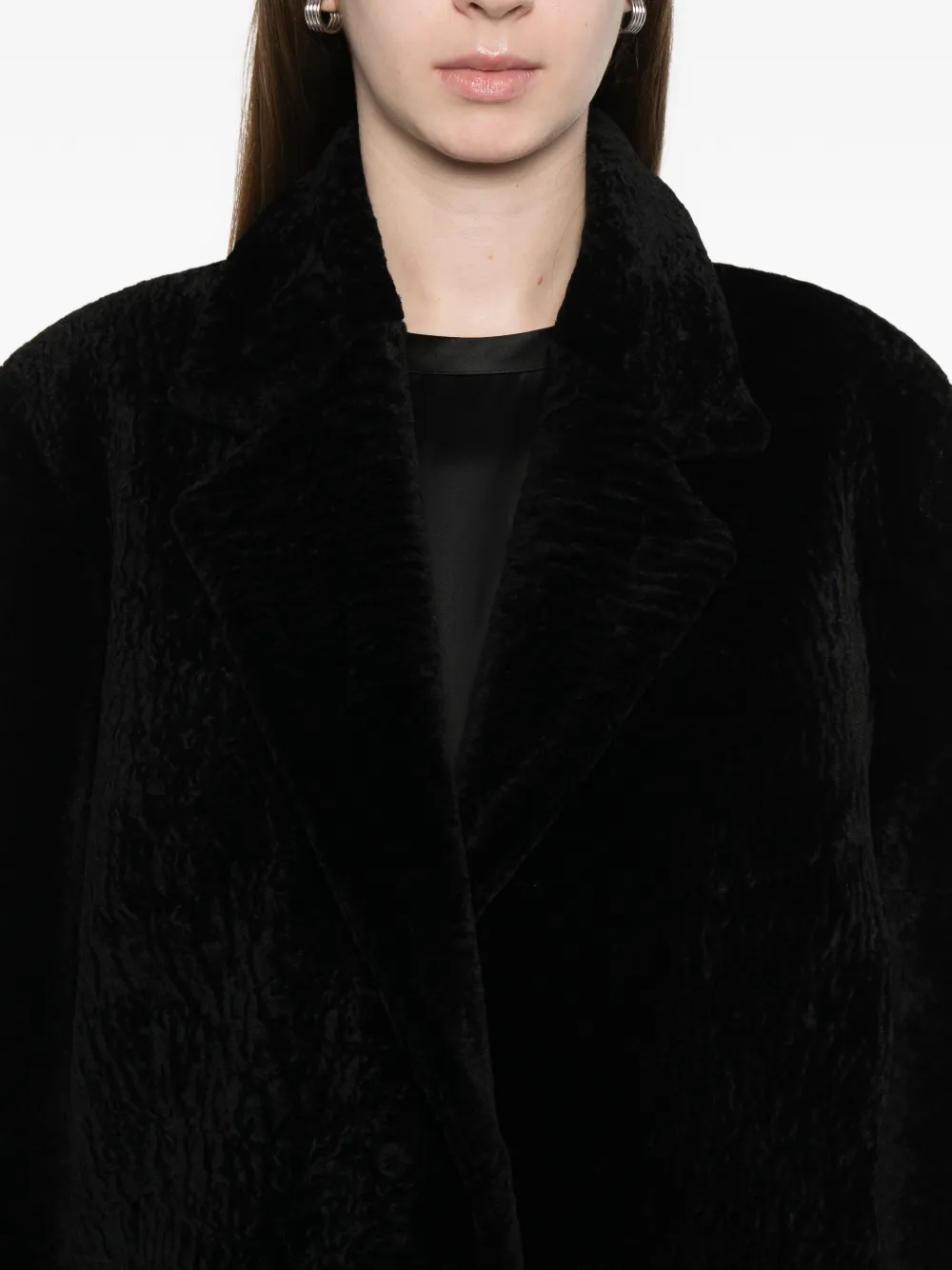 Totême Shearling Coat In Black