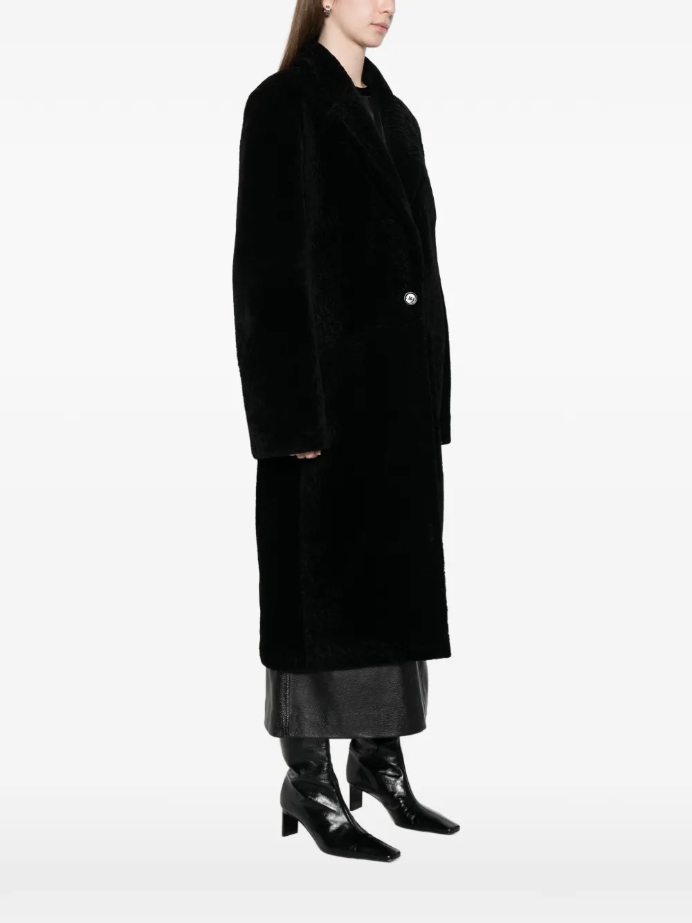 Totême Shearling Coat In Black