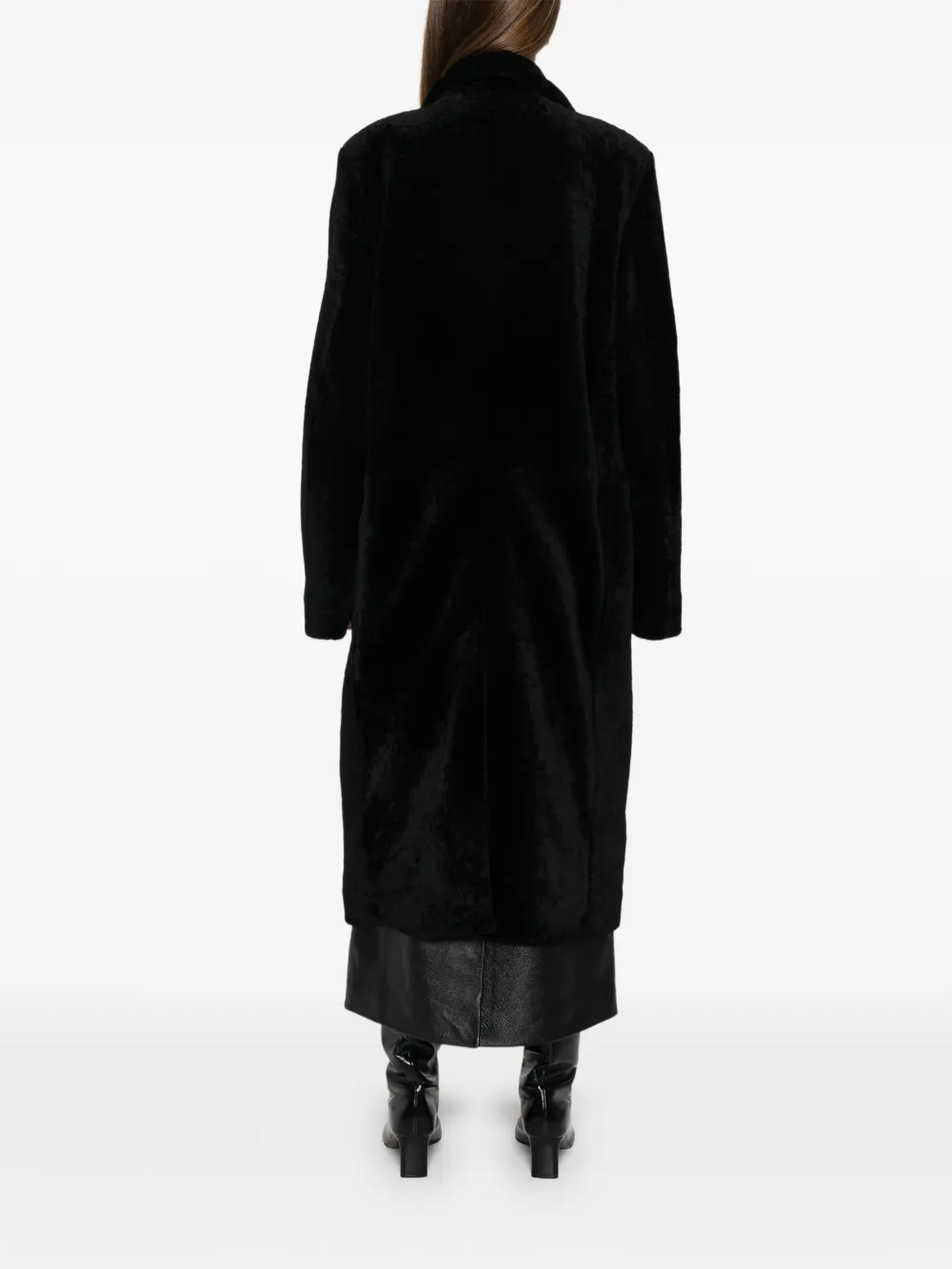 Totême Shearling Coat In Black