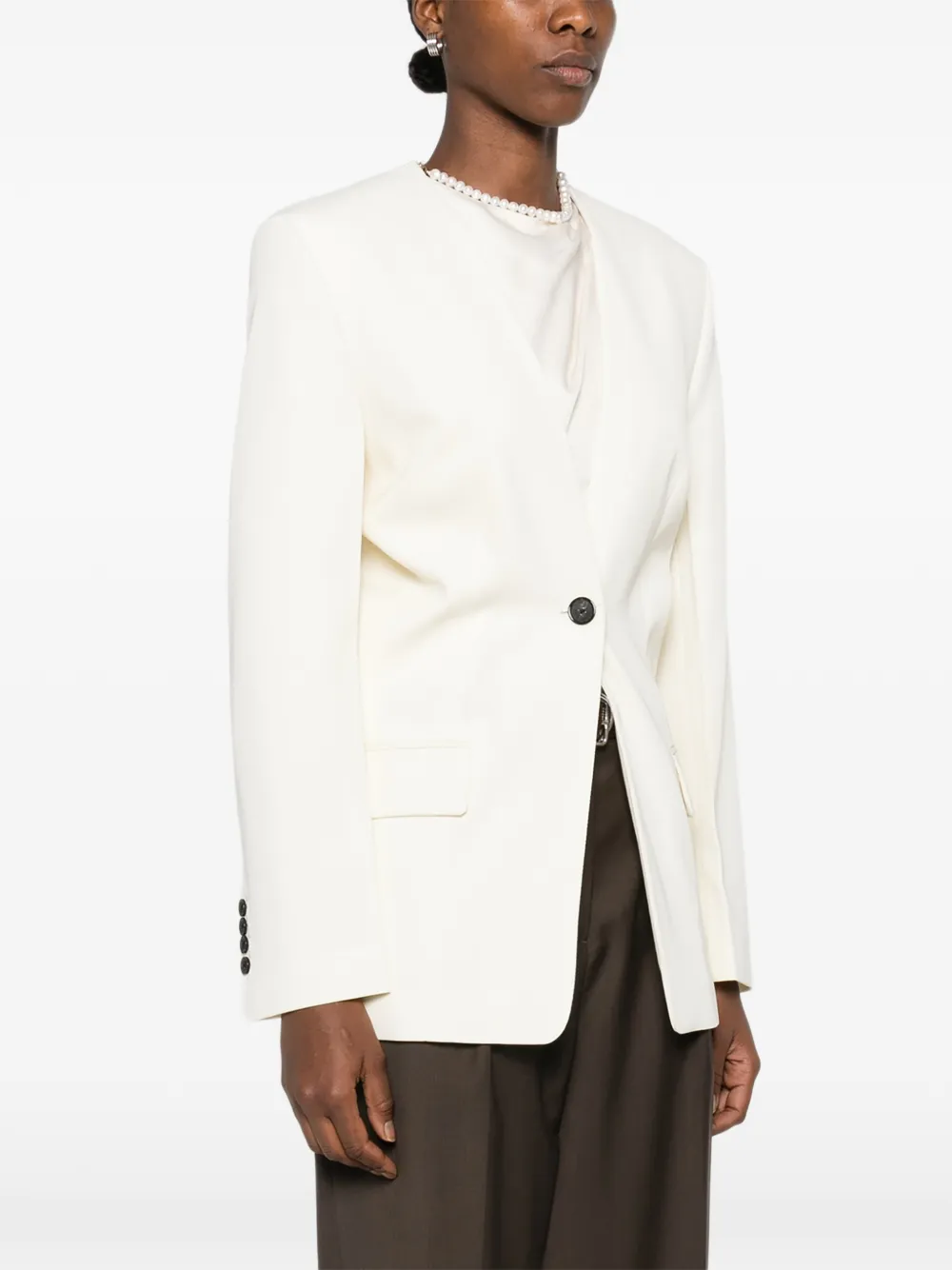 Totême Slouch Buttoned Blazer In White