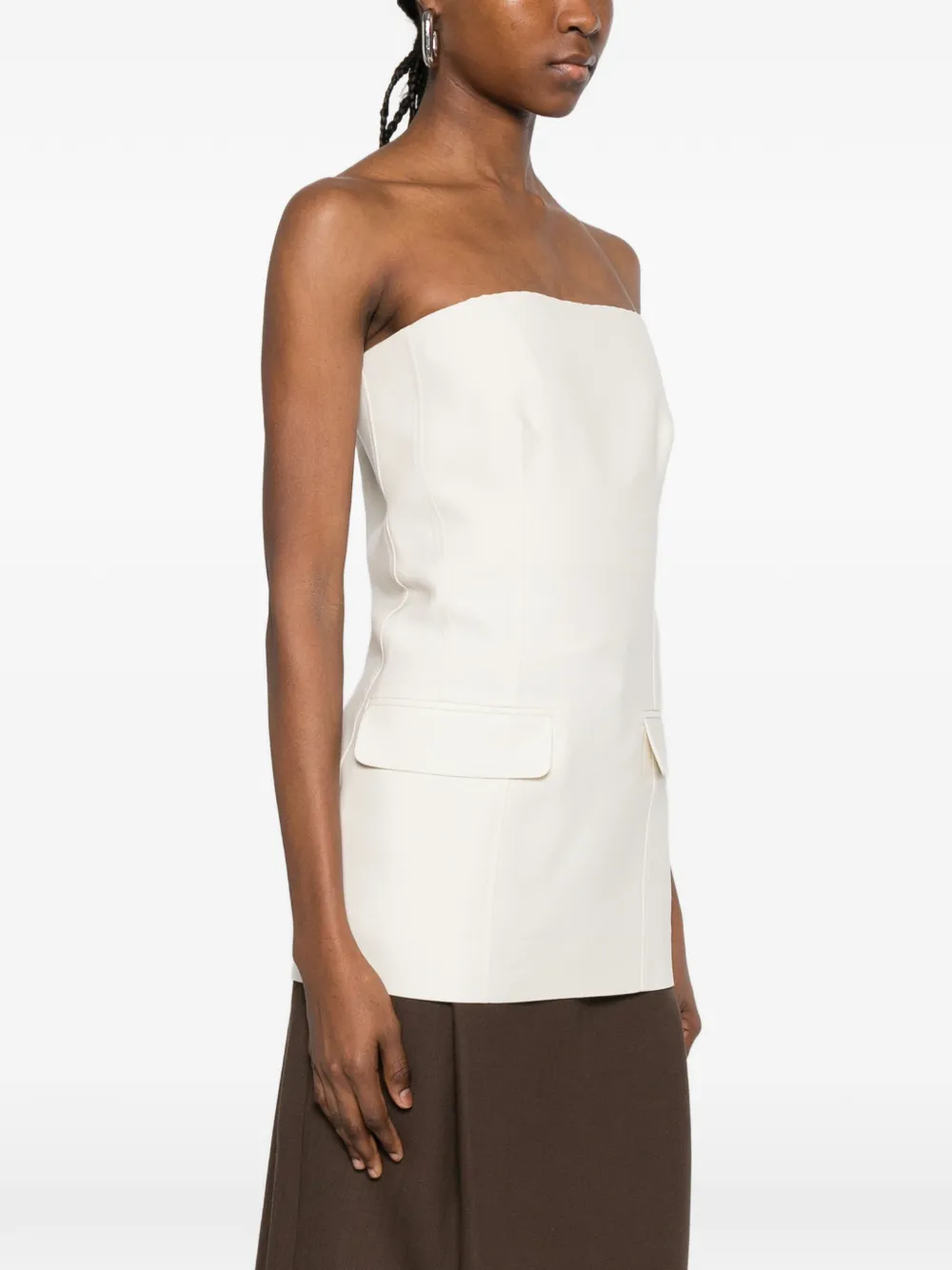 Toteme Strapless Pocket Crepe Top - Neutrals 