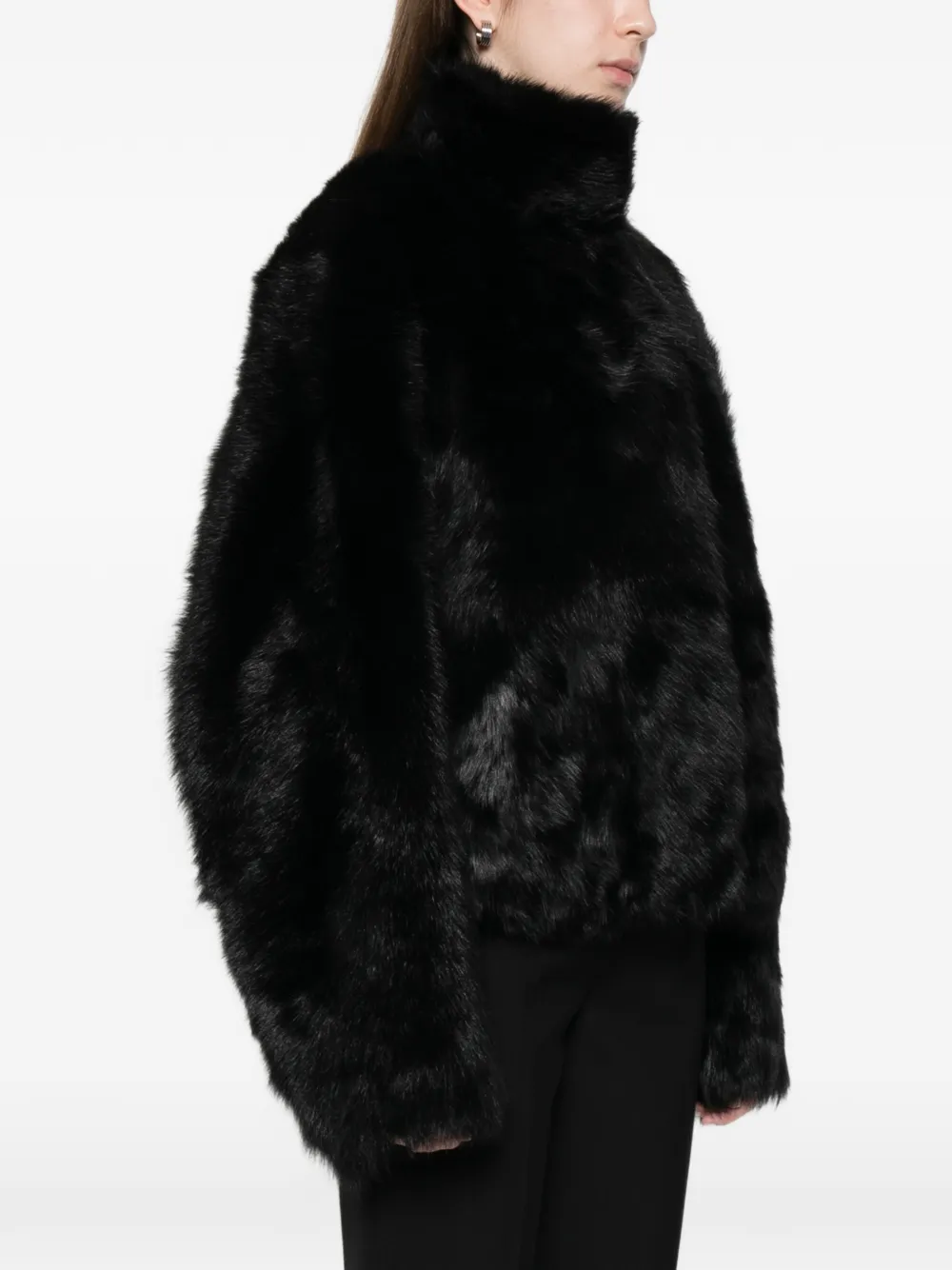  Toteme Silky Shearling Jacket - Black 