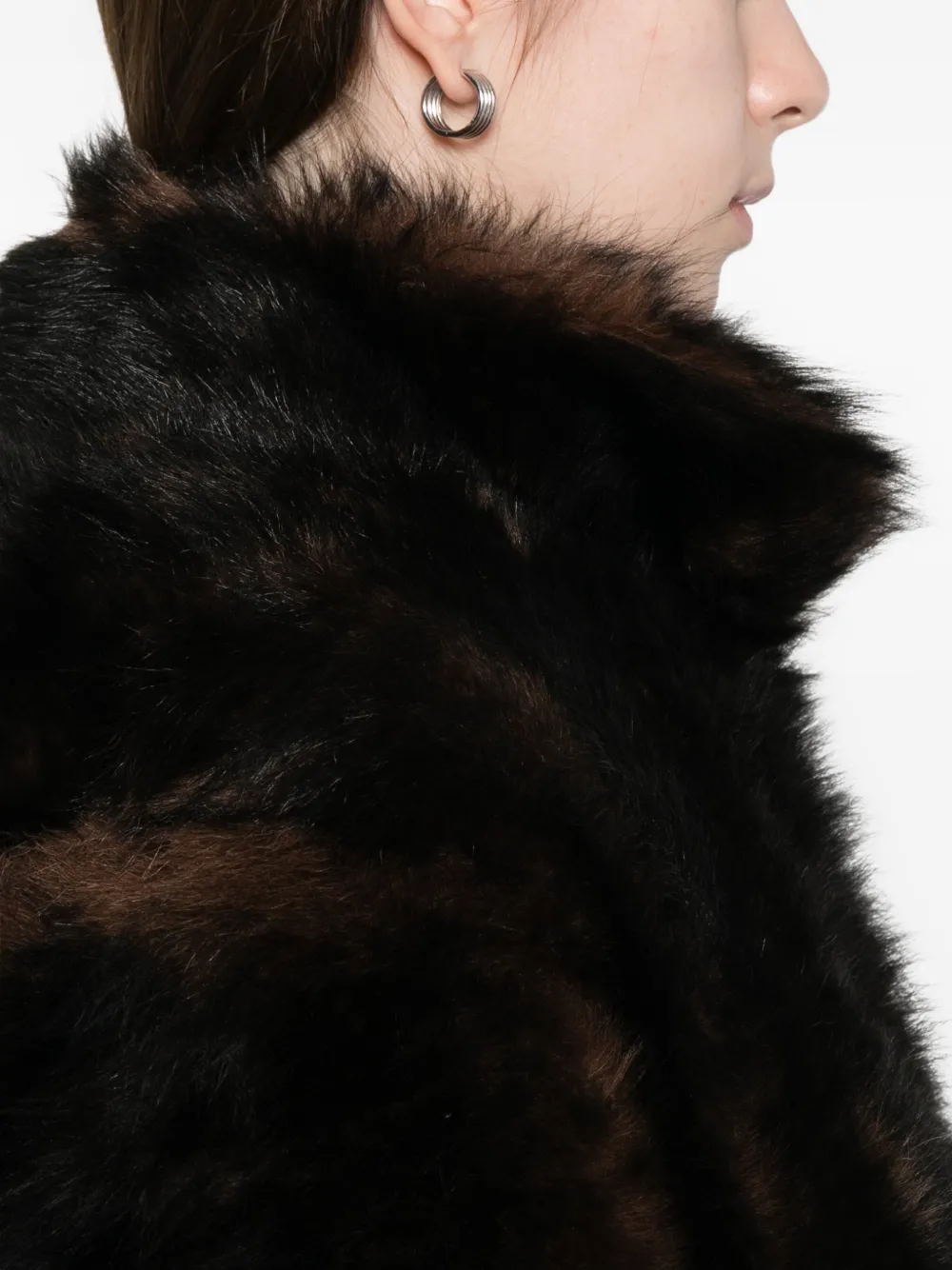 Totême Silky Shearling Jacket Dark Brown In Brown