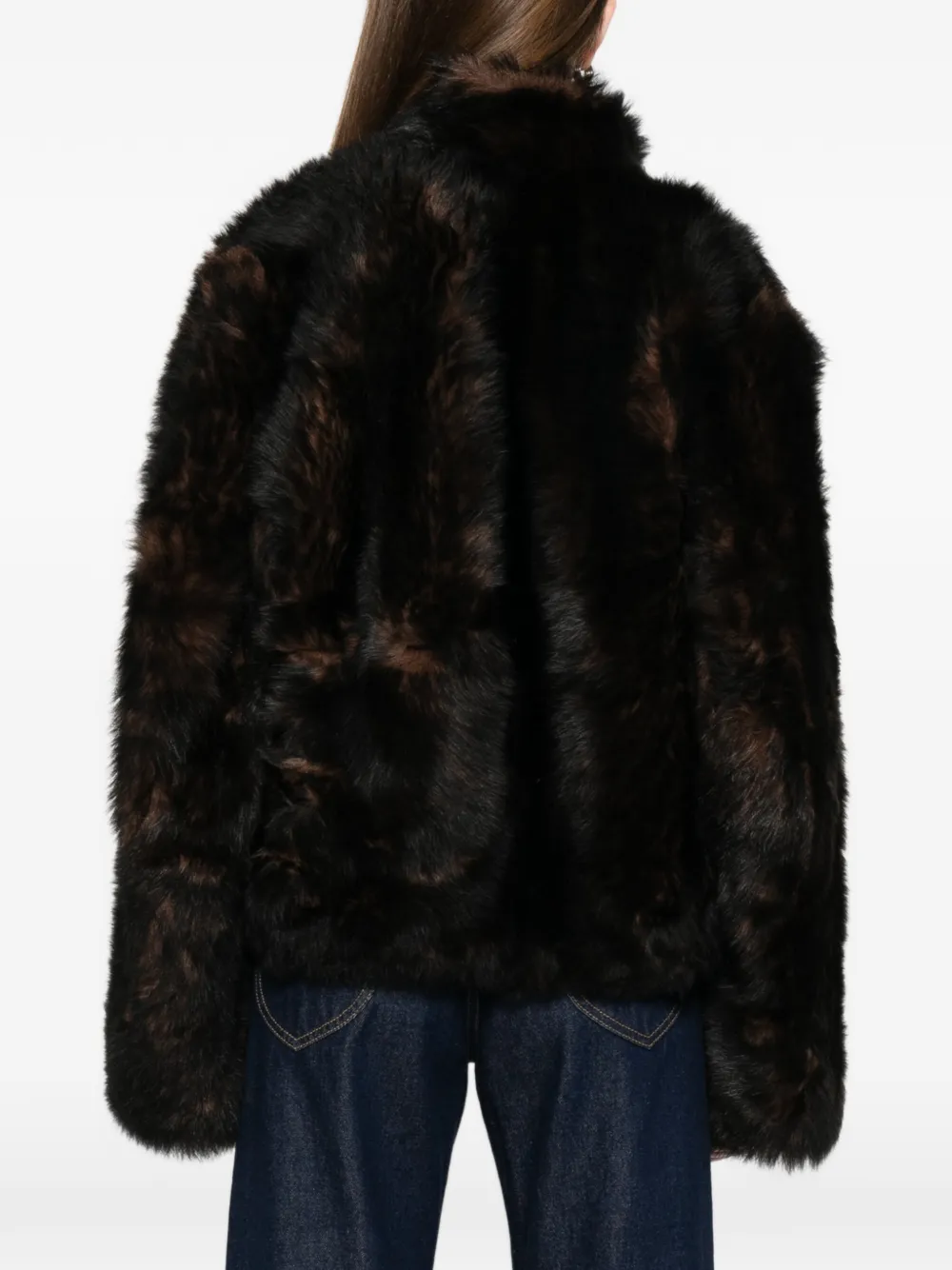 Totême Silky Shearling Jacket Dark Brown In Brown