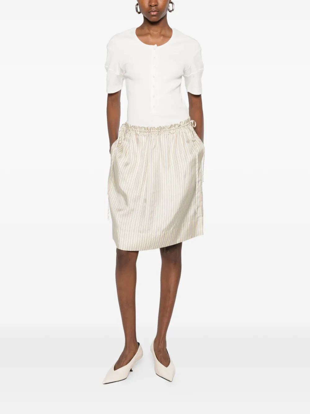 TOTEME Gestreepte mini-rok Beige