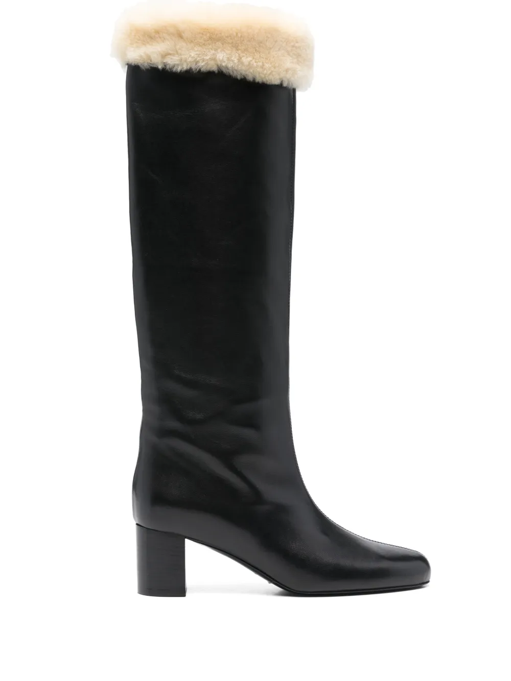 Totême Downtown Shearling-trim Knee-high Boots In Black