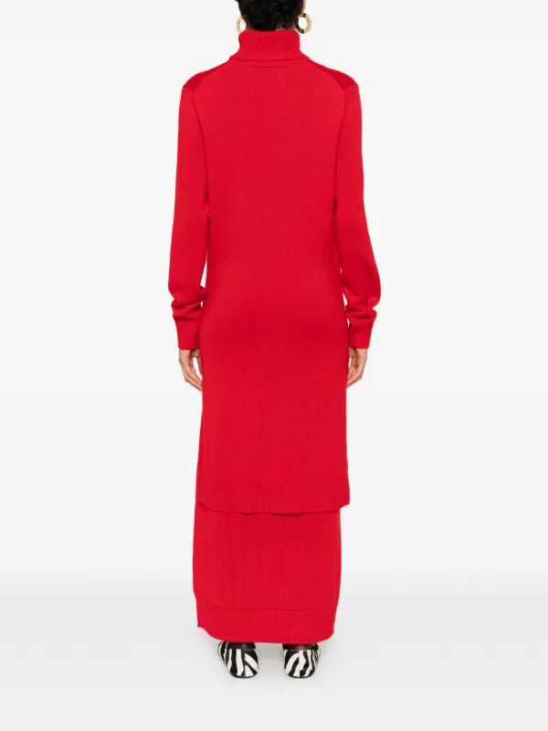 toteme red dress Slouch Waist gathered wool-crepe maxi dress - red