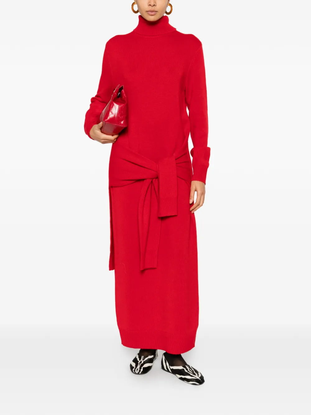 TOTEME knitted turtleneck maxi dress - Rosso