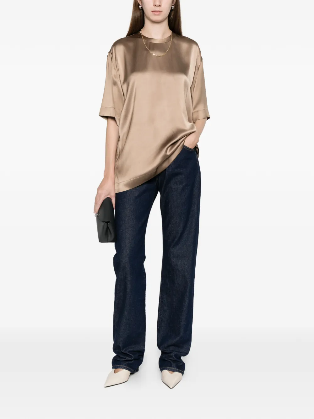 Totême Round-neck T-shirt In Brown