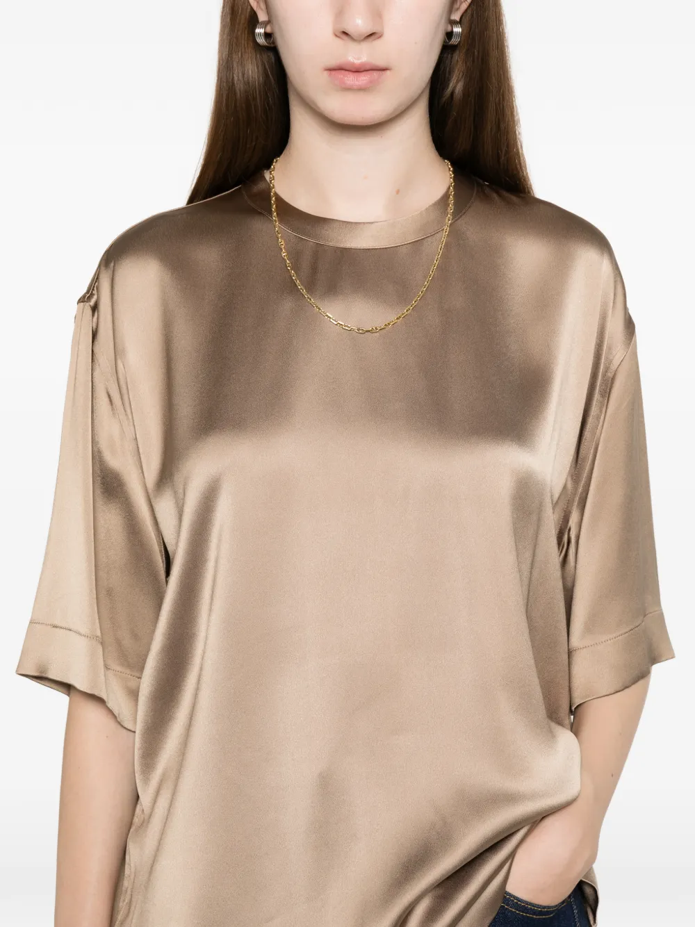 Totême Round-neck T-shirt In Brown