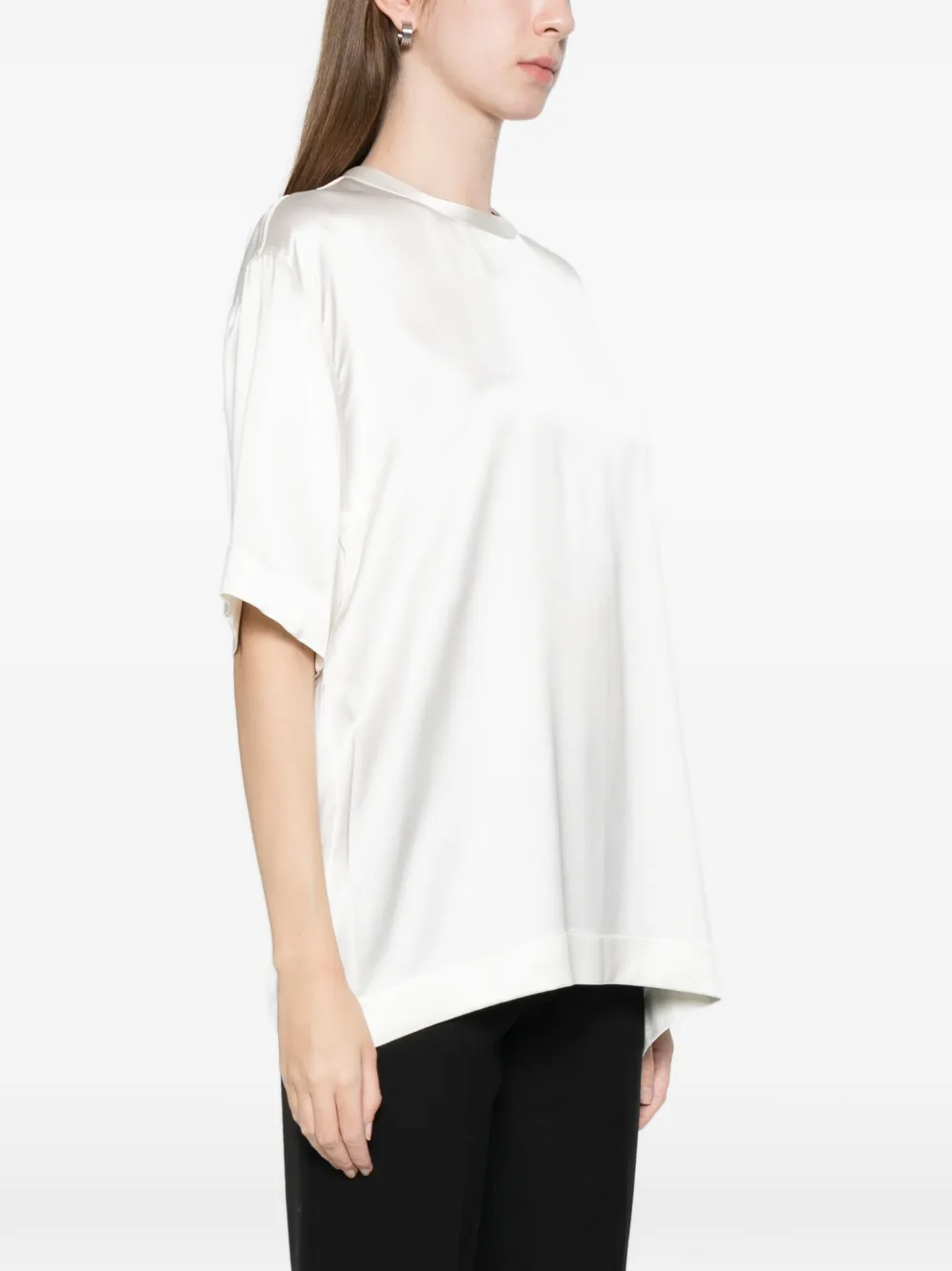 Totême Satin T-shirt In White