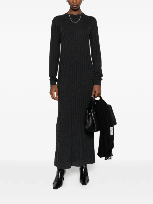 cable knit maxi dress Rowan Cream Cable Knit Maxi Dress - L Size - Women's Dresses