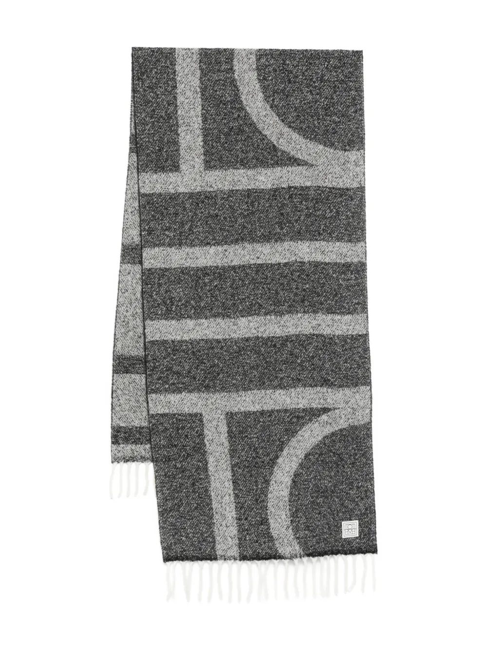 Totême Toteme Monogram Wool Scarf In Gray
