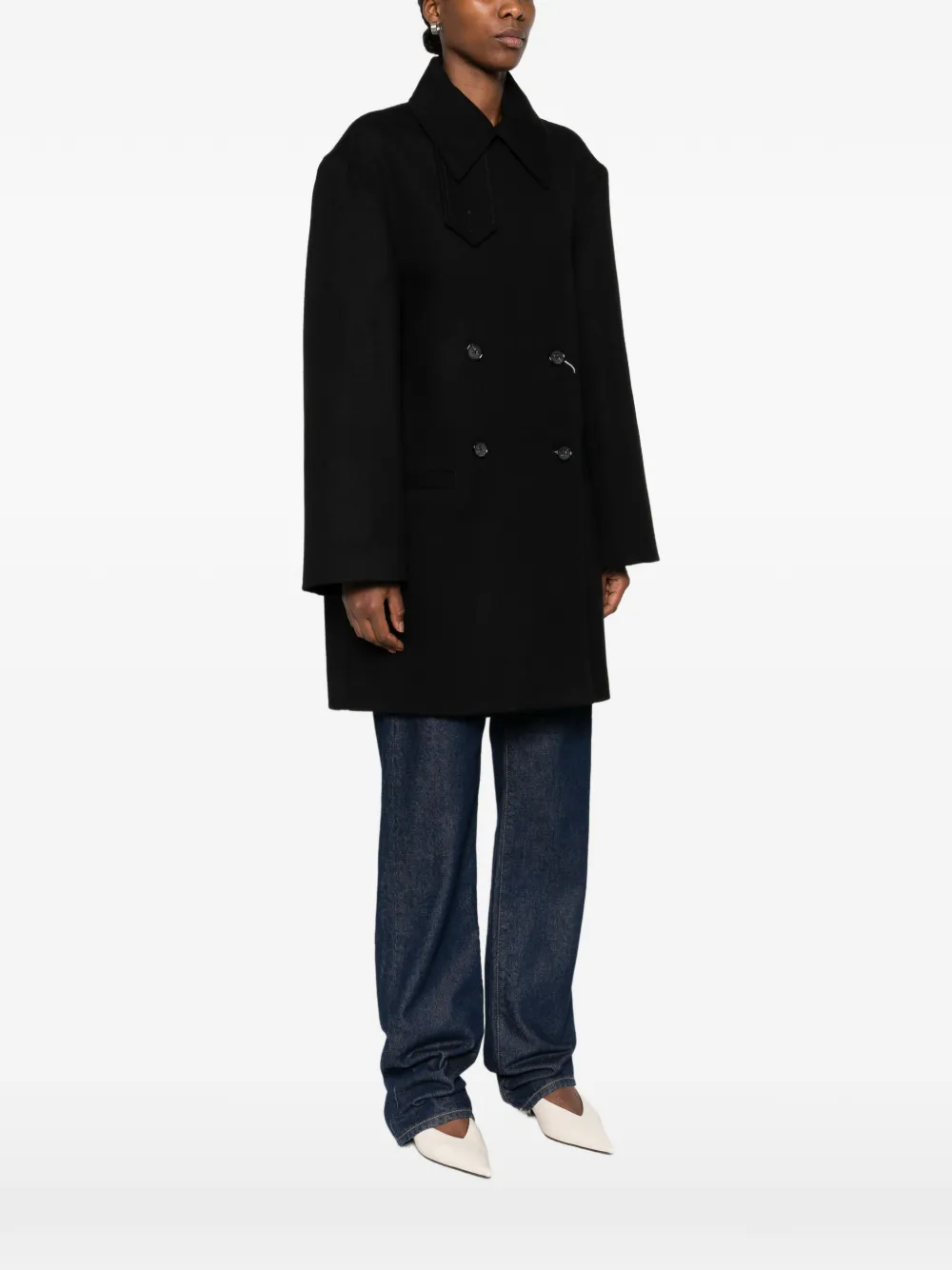  Toteme Broad Double-breasted Peacoat - Black 