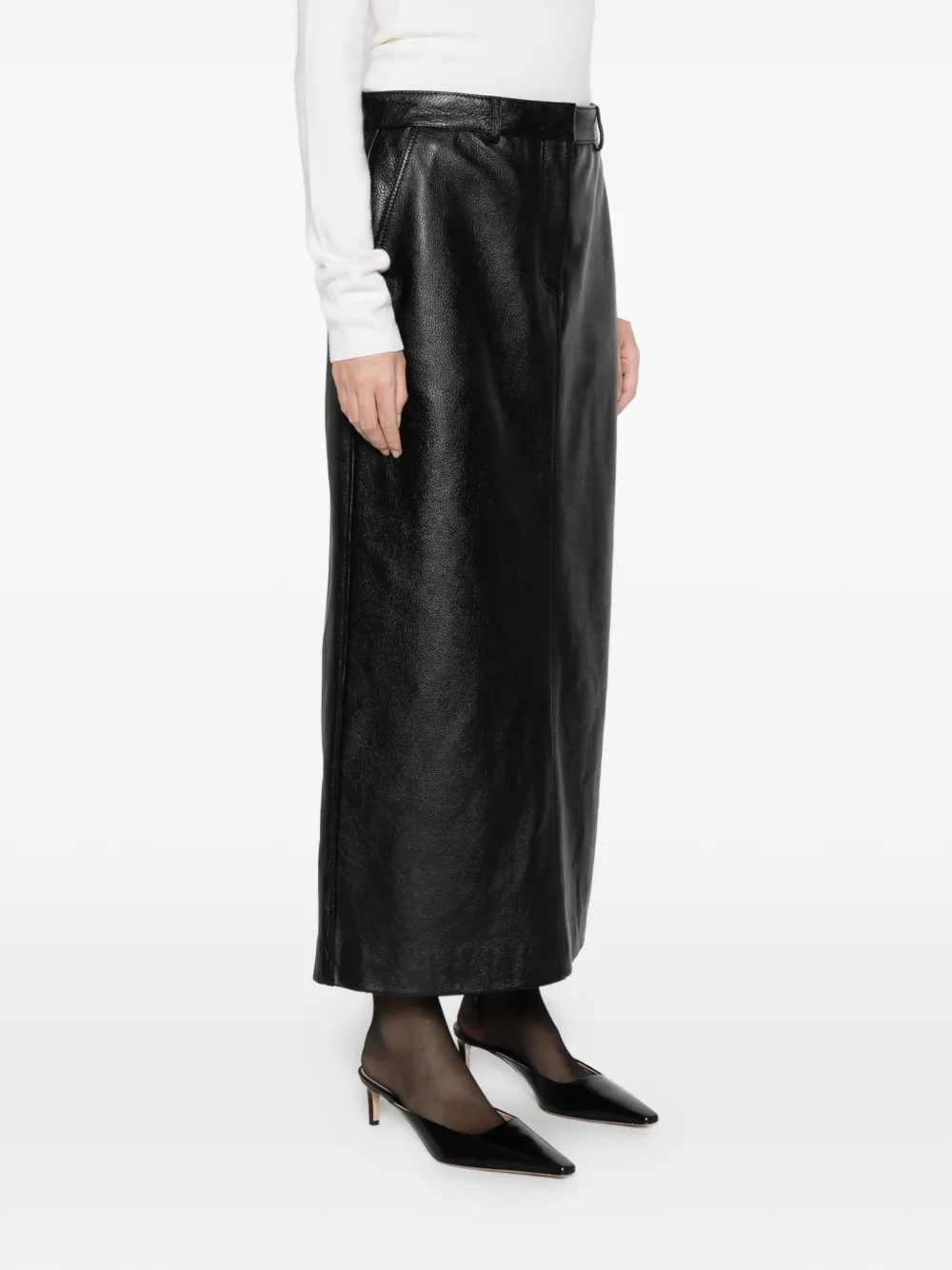 Totême Grained-leather Straight Maxi Skirt In Black