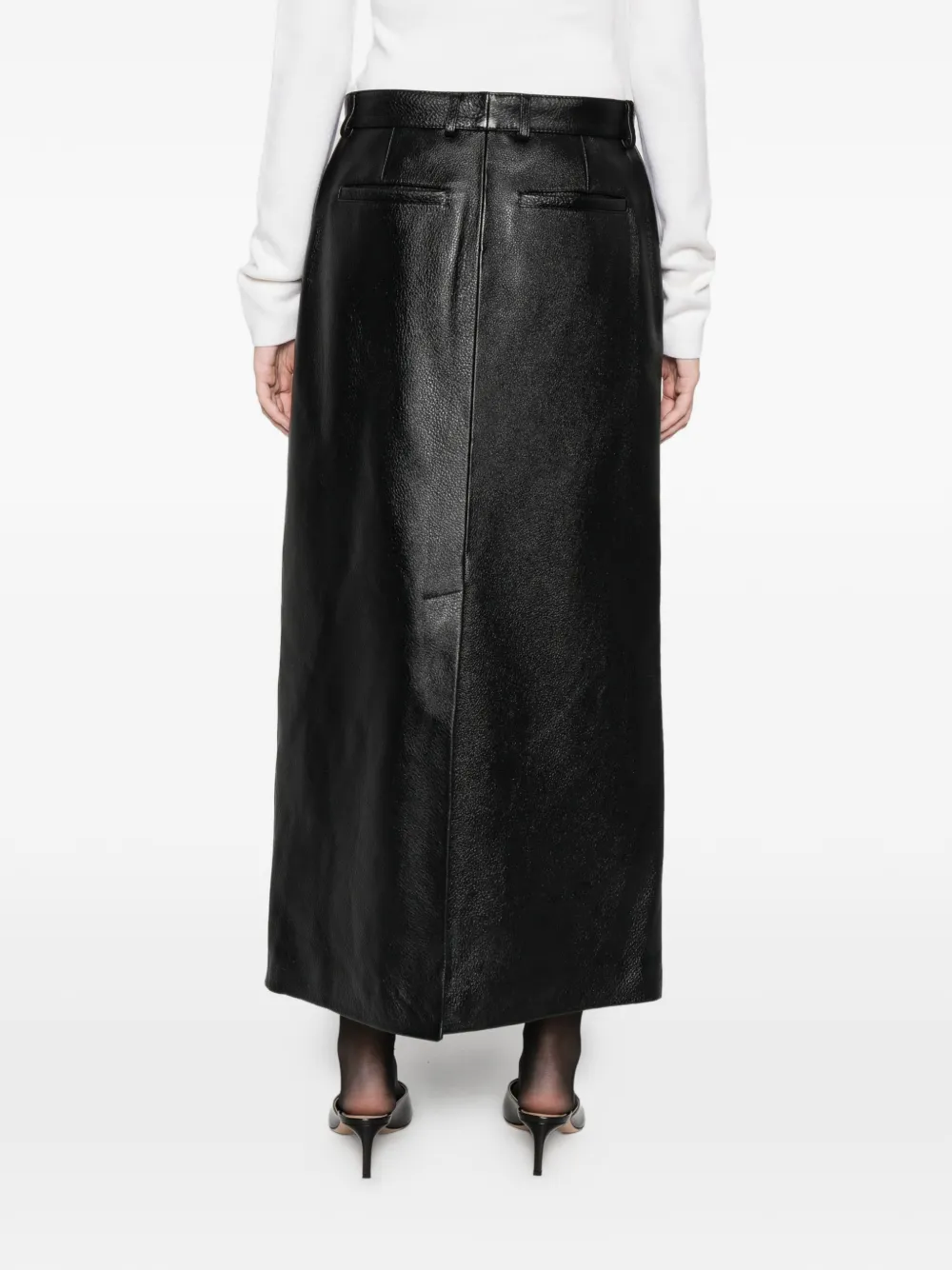 Totême Grained-leather Straight Maxi Skirt In Black