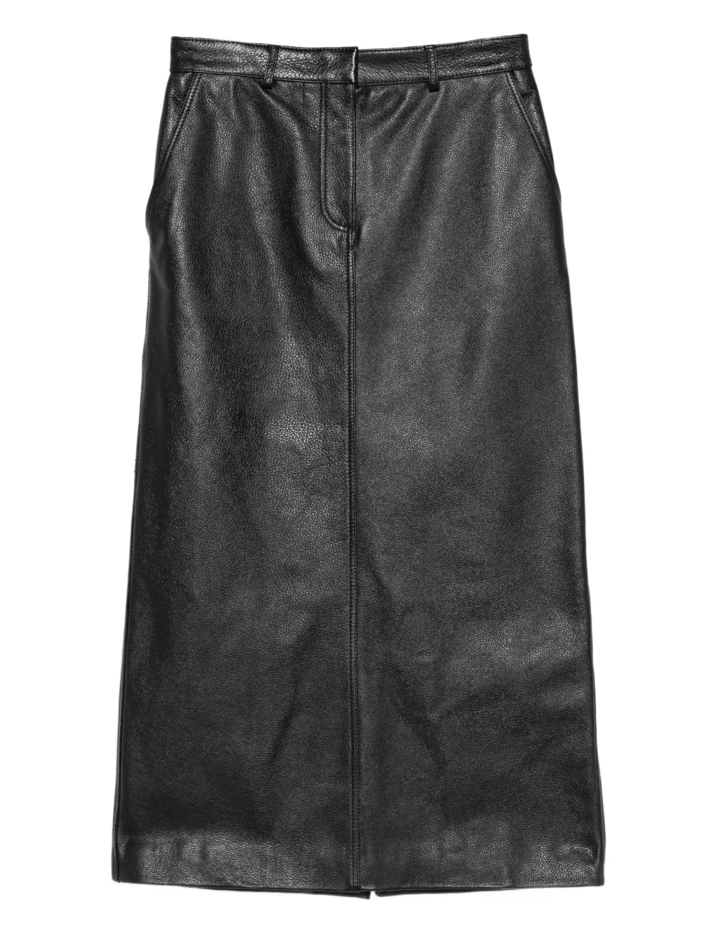 Totême Grained-leather Straight Maxi Skirt In Black