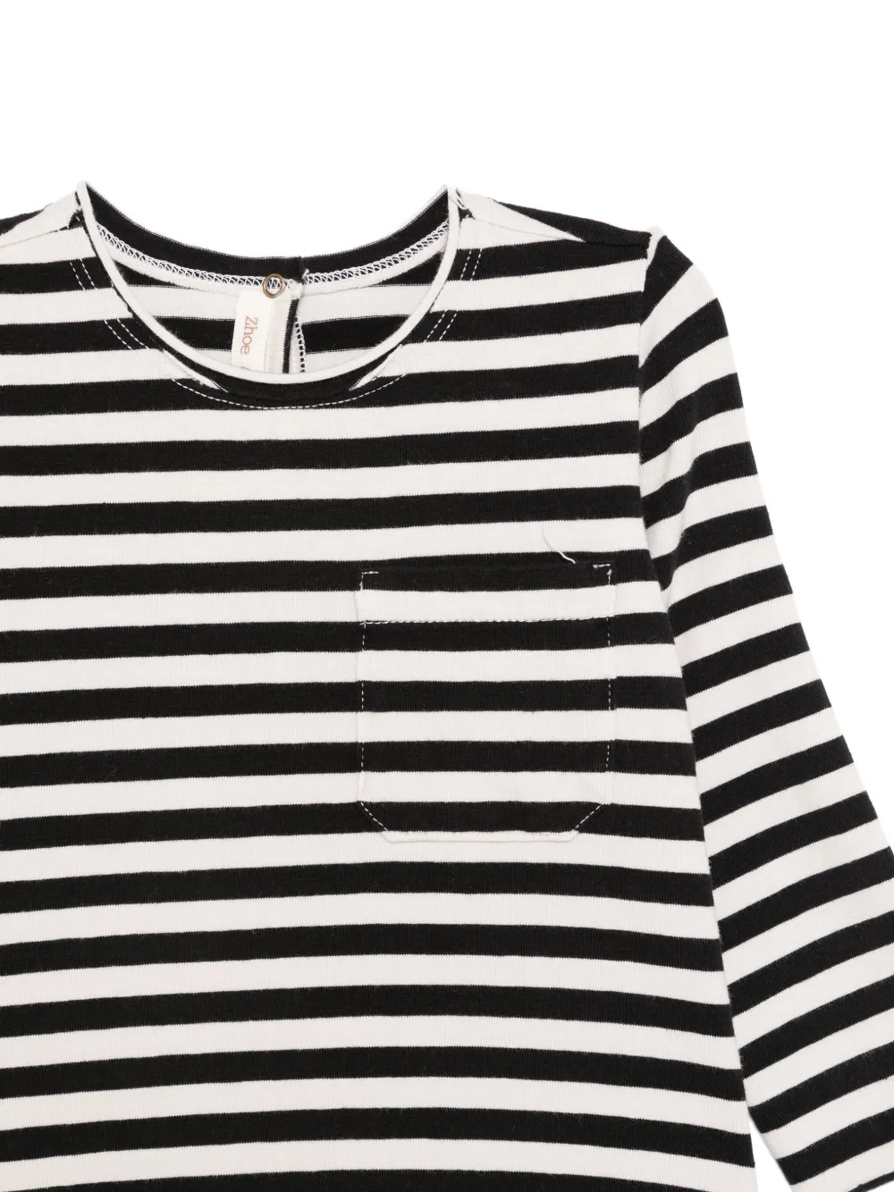 Zhoe & Tobiah Gestreepte top met borstzak Beige