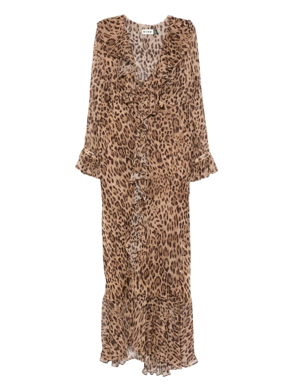 Rixo Grayce ruffled leopard midi dress | marrón | Image 1