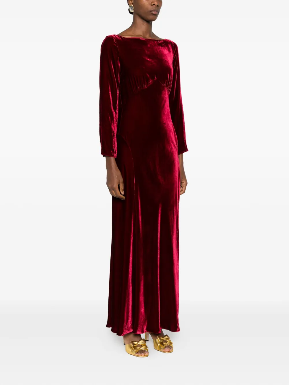 Rixo Devina maxi-jurk met lange mouwen Rood