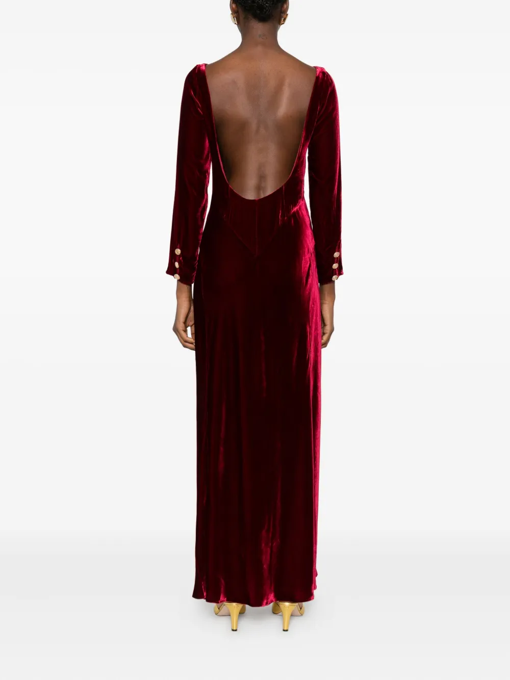 Rixo Devina maxi-jurk met lange mouwen Rood