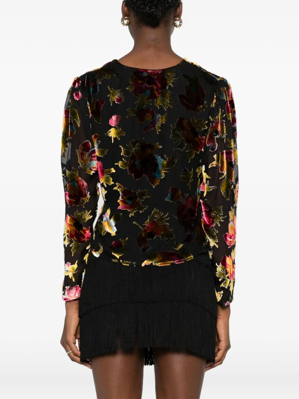 Rixo Everlyn top met bloemenprint en geknoopt detail Zwart