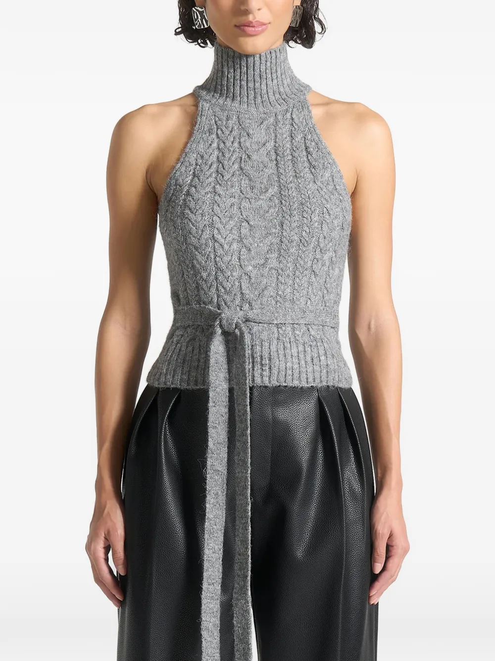 Manière De Voir Mirim cable-knit tie top - Grigio