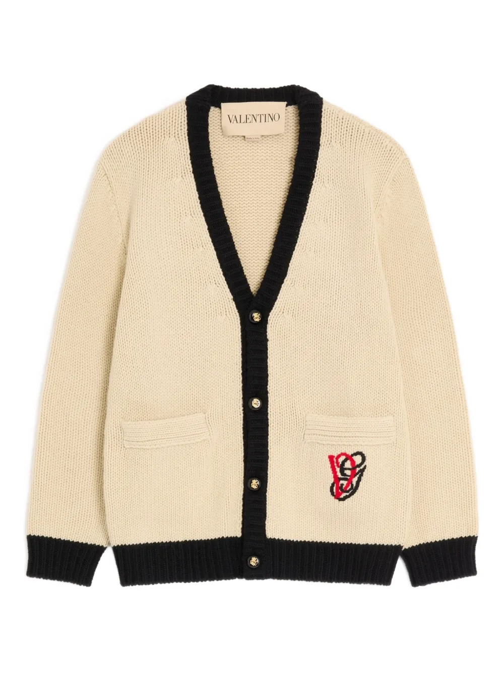 Valentino Garavani Cardigan in lana con ricamo - Toni neutri