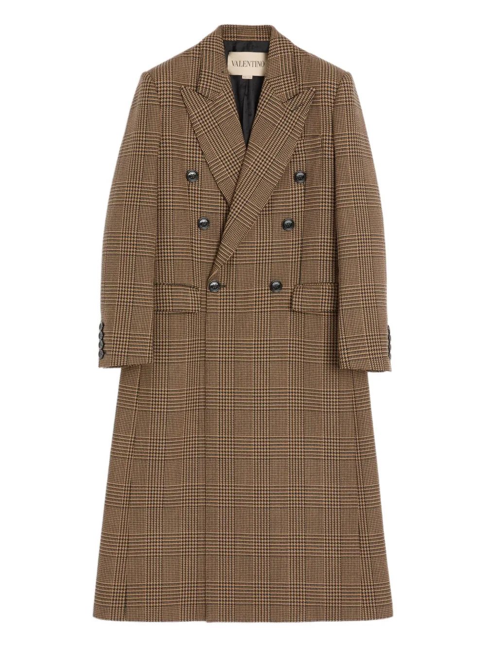 Valentino Garavani check-print double-breasted coat | Brown | Image 1