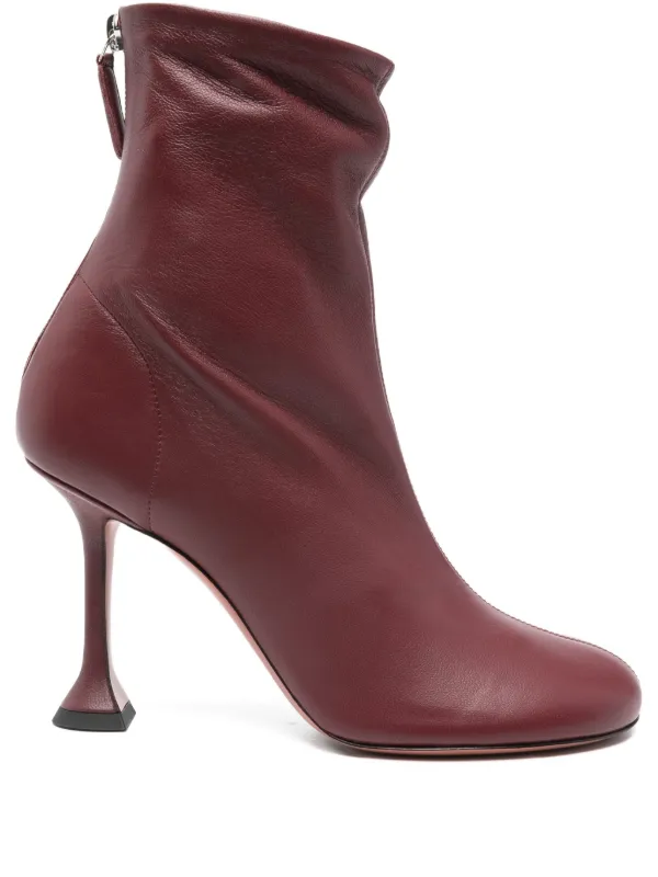 Amina Muaddi 95mm Iris Heeled Boots in Red