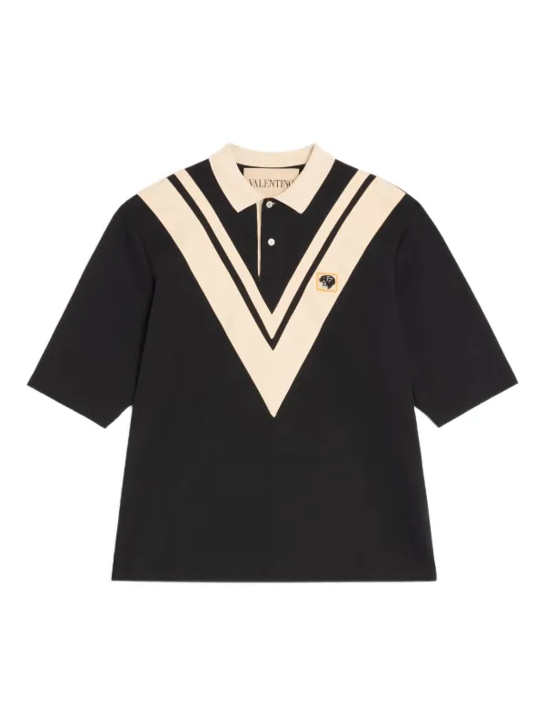 Valentino Garavani Embroidered Polo Shirt in Black