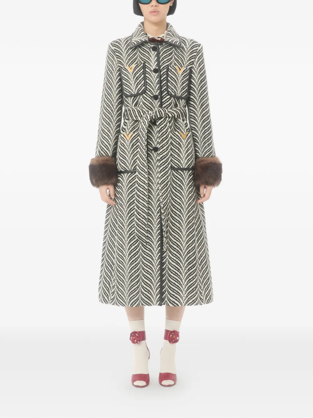  Valentino Garavani Printed Single-breasted Coat - Black 