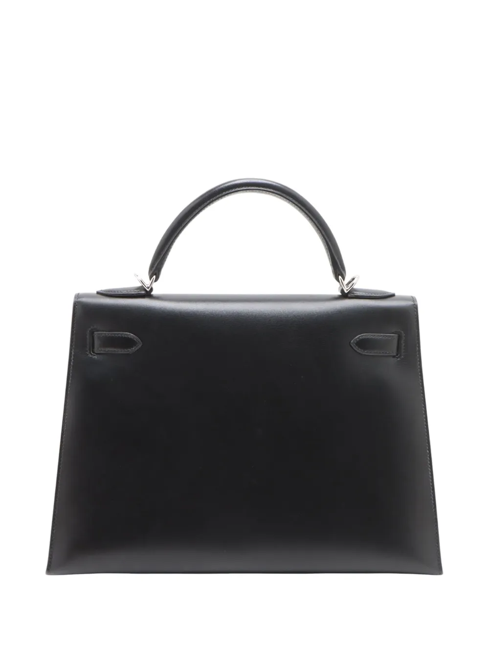 Pre-owned Hermes 2006 Box Calf Kelly Ii Sellier 32 Satchel In Black