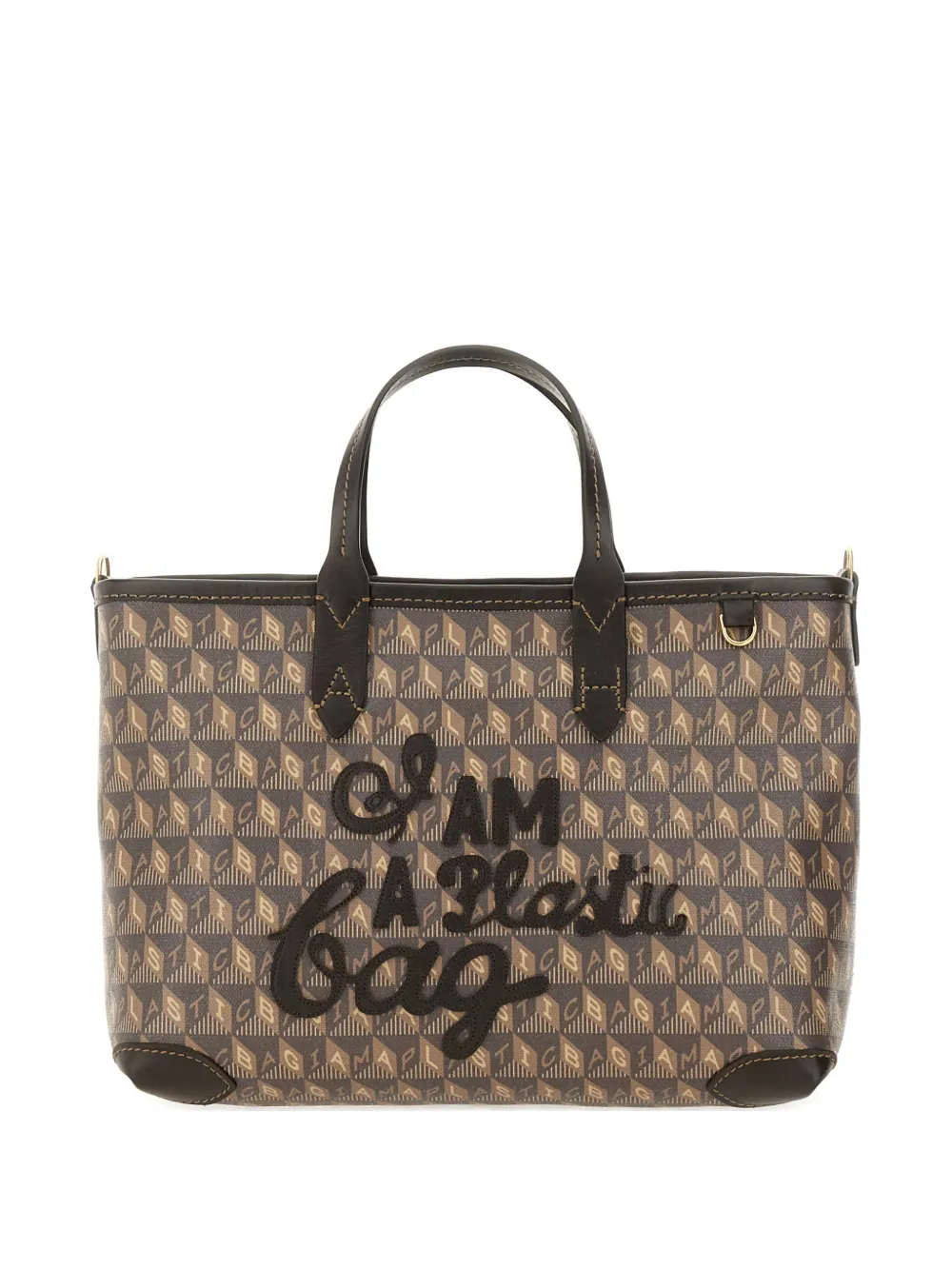 Anya Hindmarch appliqué pattern tote bag - ブラウン Anya Hindmarch appliqué pattern tote bag - ブラウン