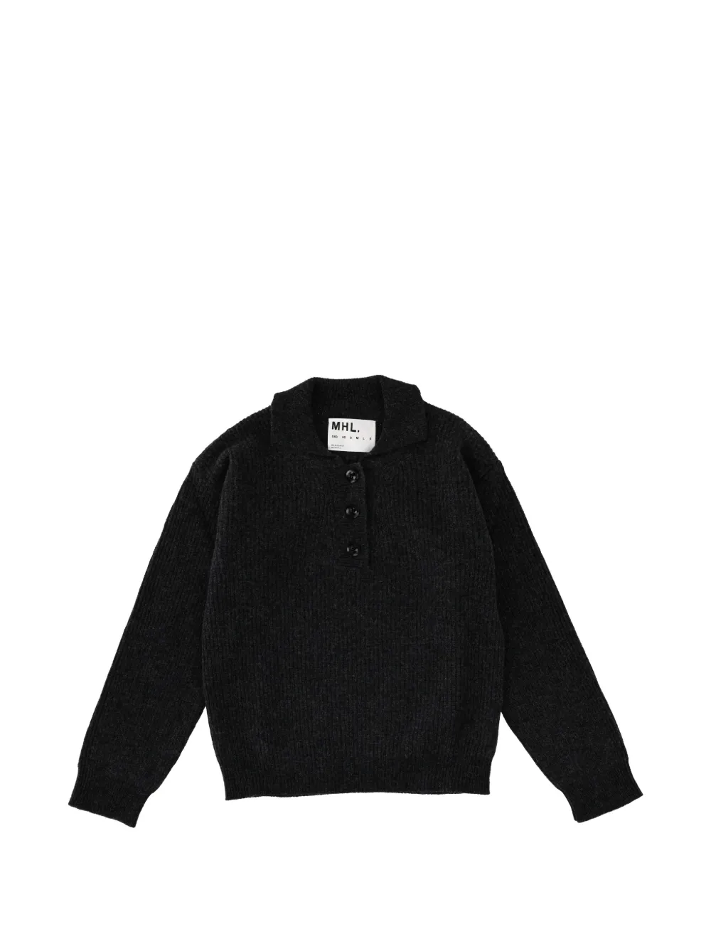 Margaret Howell button collar polo shirt - Zwart